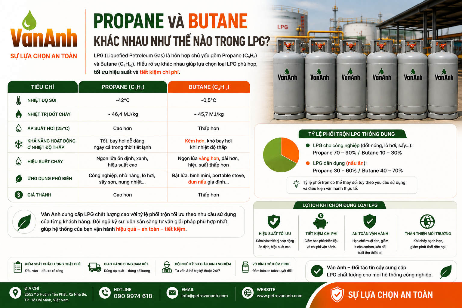Propane và Butane khác nhau như thế nào trong LPG?